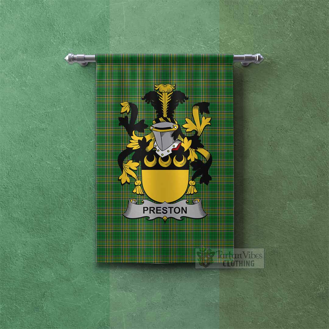 Tartan Vibes Clothing Preston Irish Clan Tartan Gonfalon, Tartan Banner with Coat of Arms