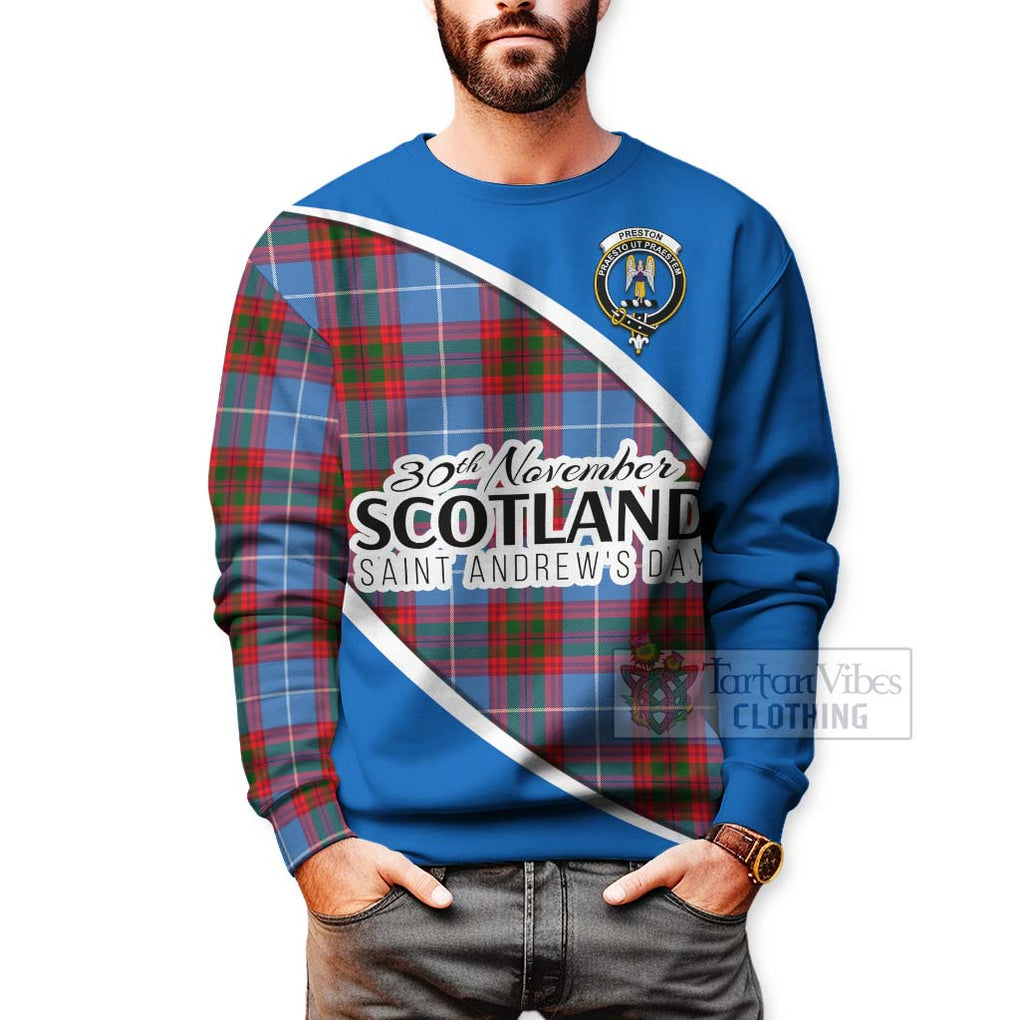 Preston Family Crest Tartan Sweatshirt Celebrate Saint Andrew's Day in Style - Tartan Vibes Clothing