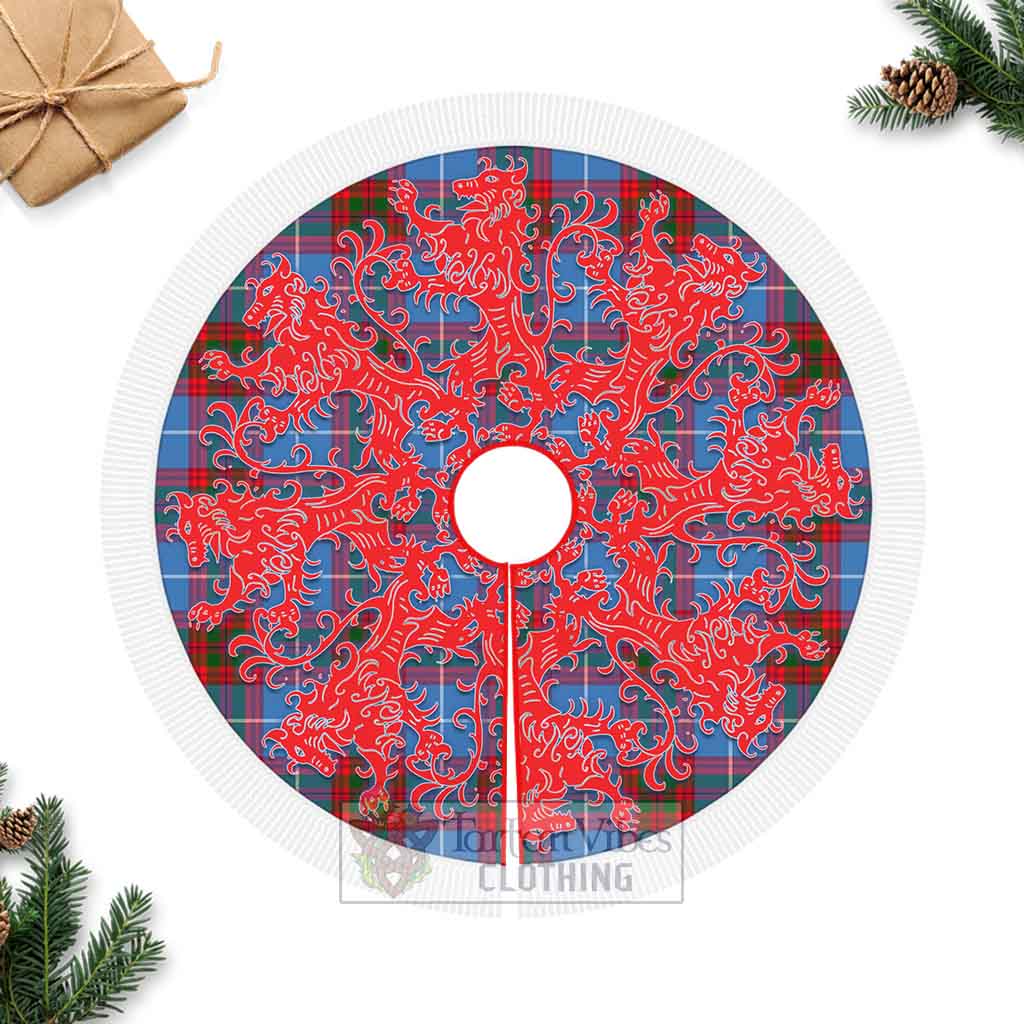 Preston Tartan Christmas Tree Skirt Lion Rampant Style Fringed Tree Skirts - Tartan Vibes Clothing