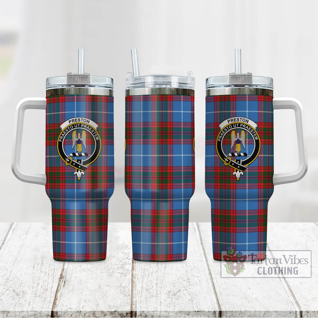 Preston Tartan Tumbler with Handle with Family Crest - Tartan Vibes Clothing