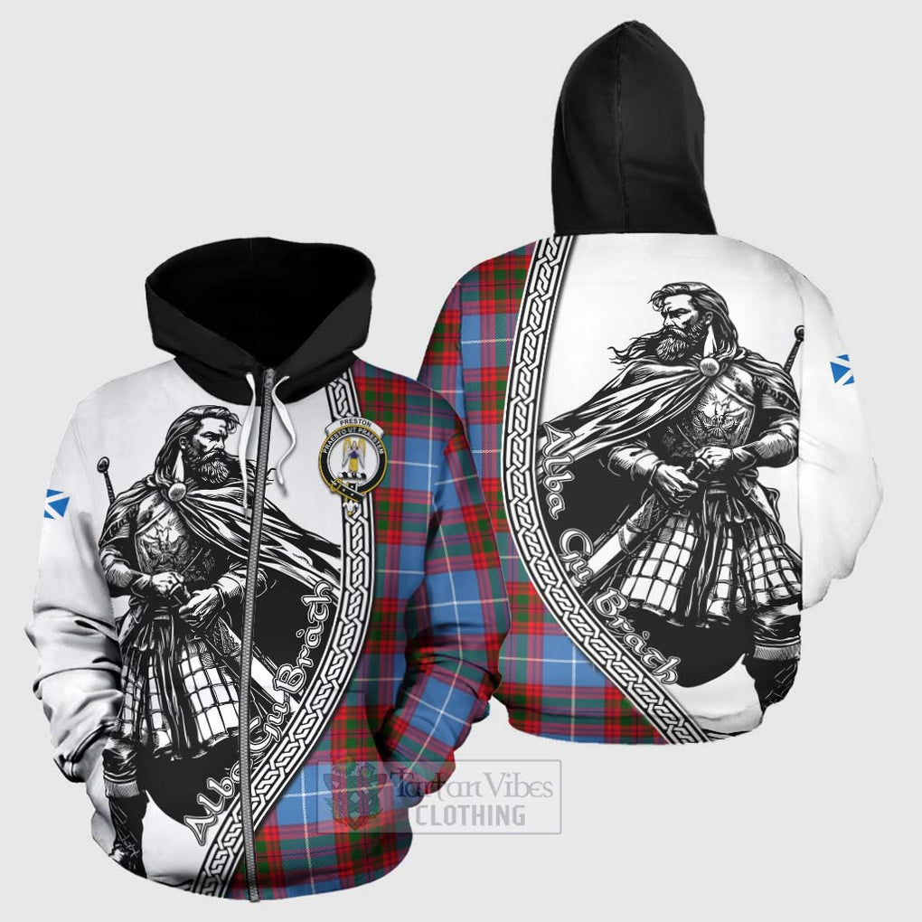 Preston Tartan Clan Crest Hoodie with Highlander Warrior Celtic Style - Tartan Vibes Clothing