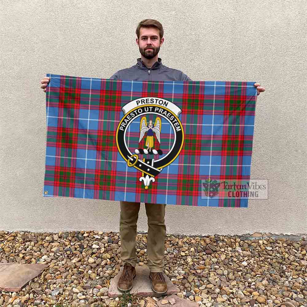 Tartan Vibes Clothing Preston Tartan House Flag with Family Crest