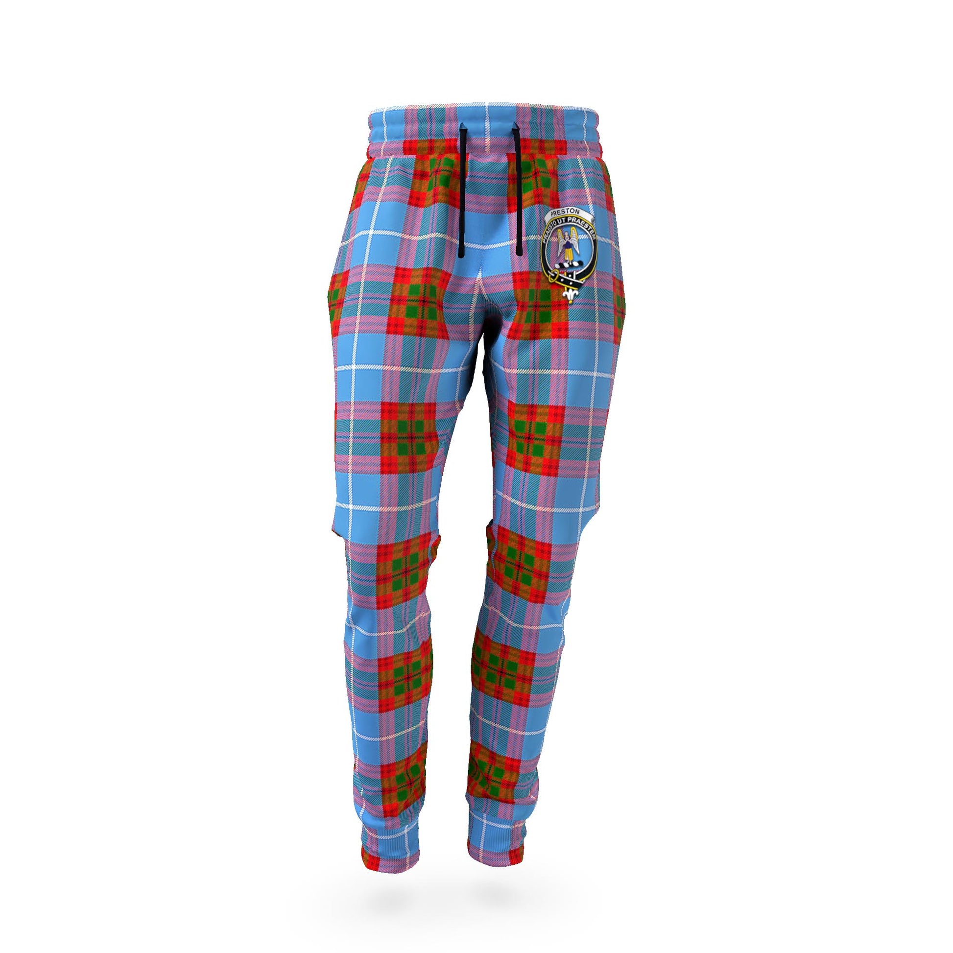 Preston Tartan Joggers Pants with Family Crest - Tartan Vibes Clothing