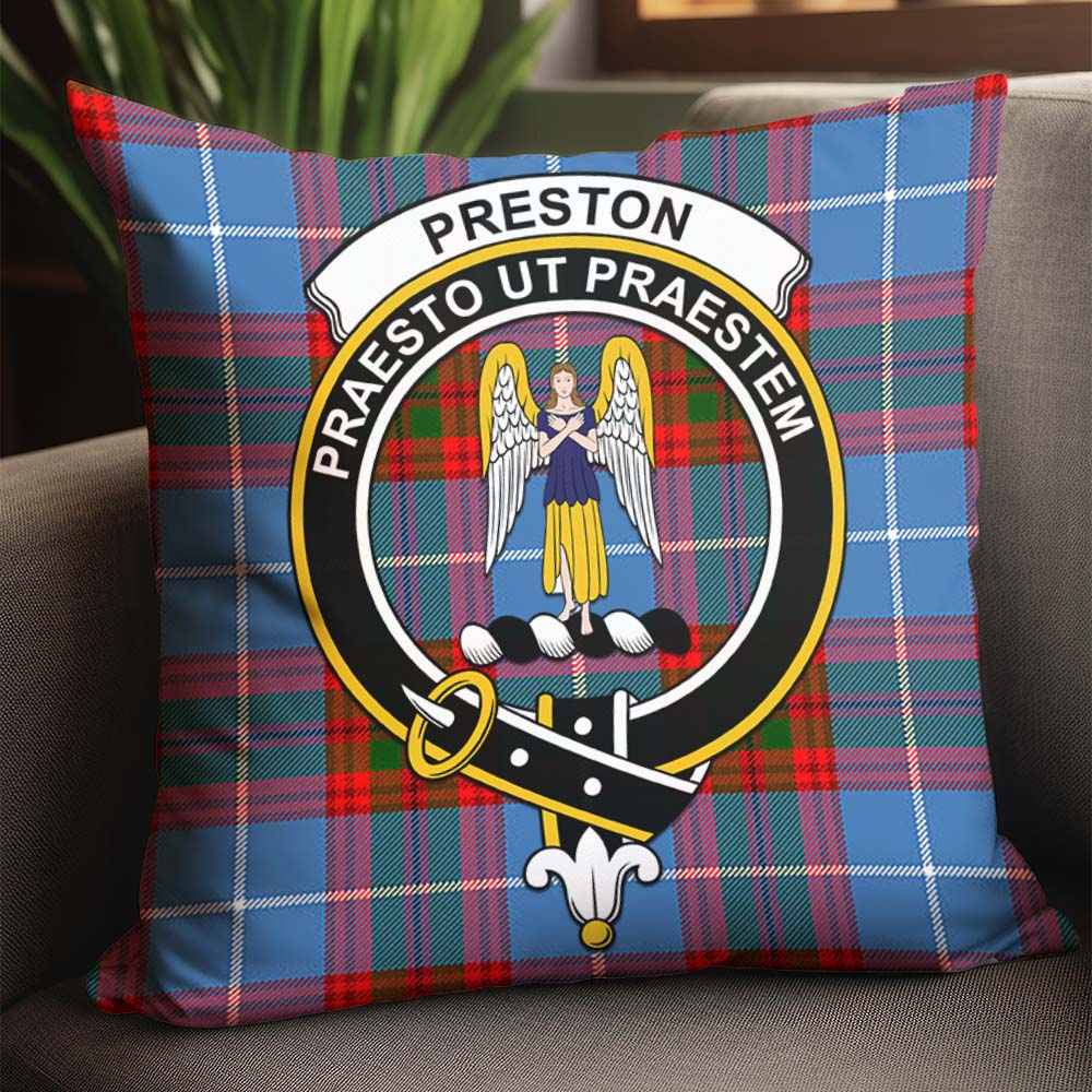 Preston Tartan Pillow Cover with Family Crest - Tartan Vibes Clothing