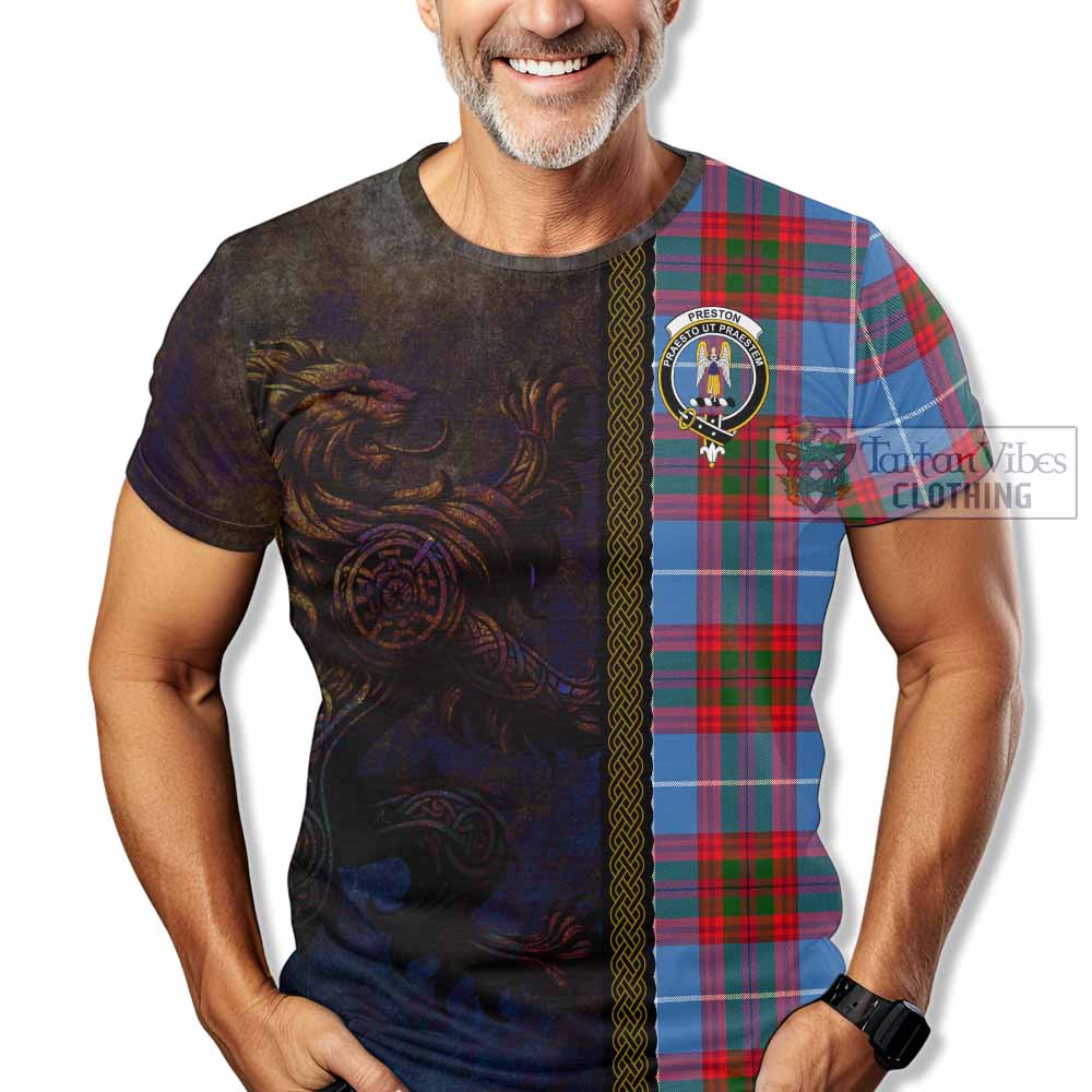 Preston Tartan Family Crest T-Shirt Alba Gu Brath Be Brave Lion Ancient Style - Tartan Vibes Clothing