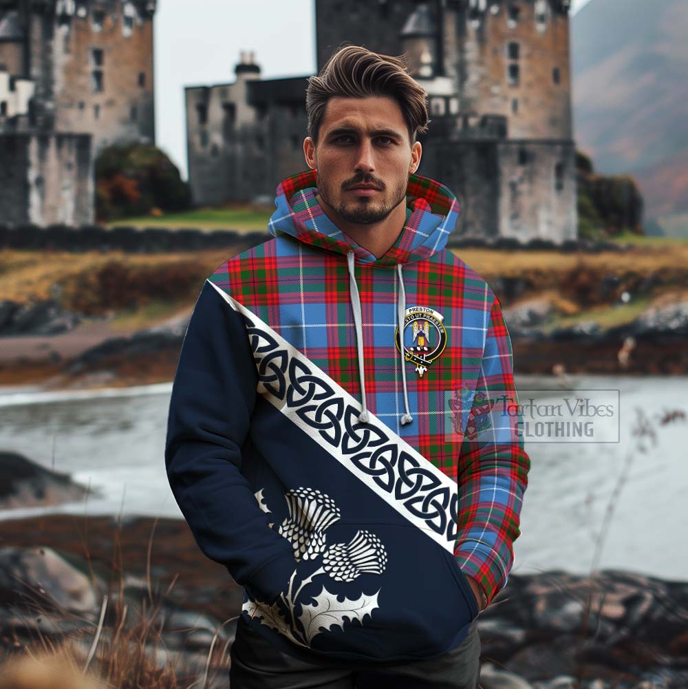 Preston Tartan Cotton Hoodie Featuring Thistle and Scotland Map - Tartan Vibes Clothing