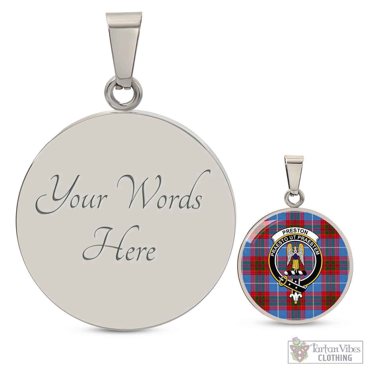 Preston Tartan Circle Necklace with Family Crest Luxury Necklace (Silver) Yes - Tartan Vibes Clothing
