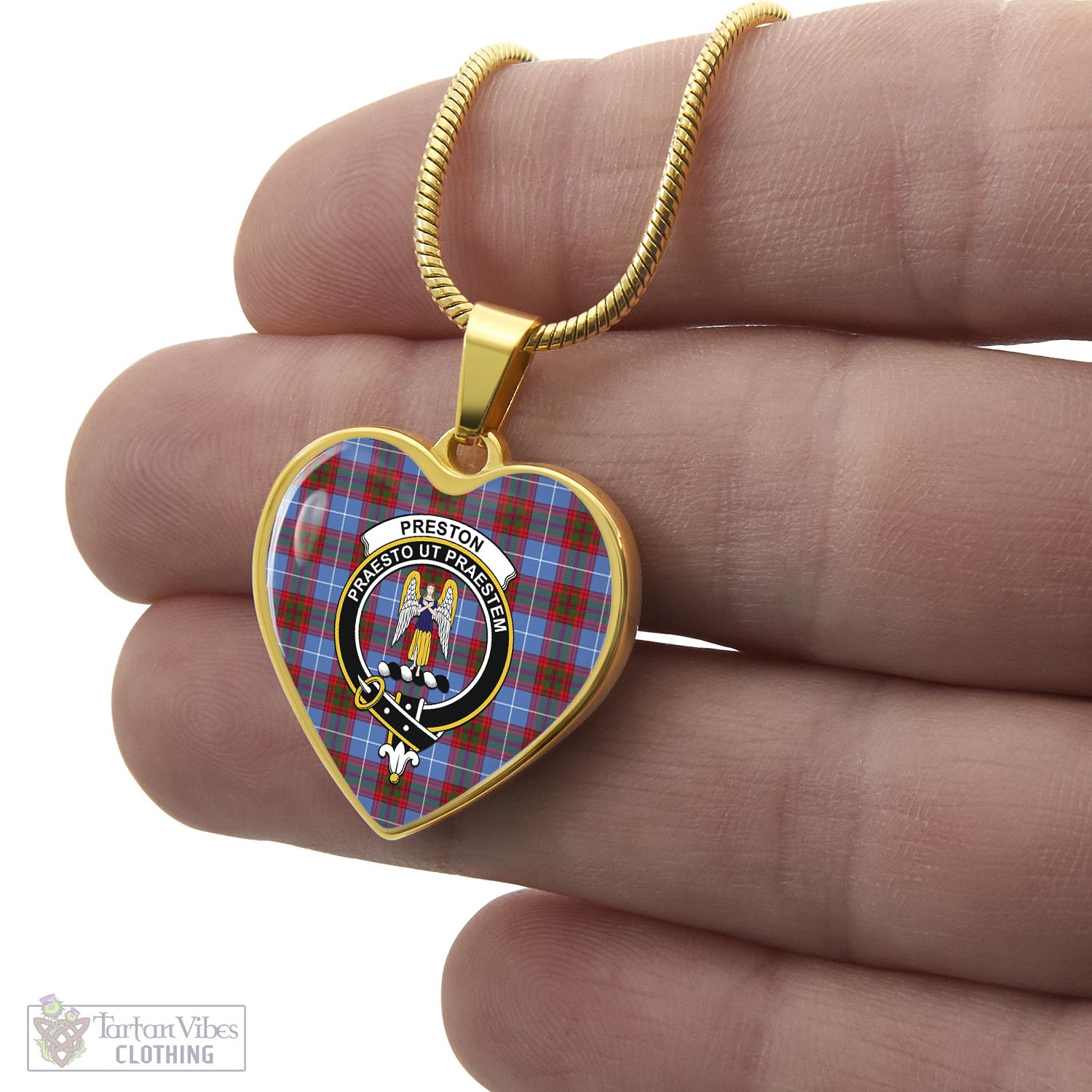 Preston Tartan Heart Necklace with Family Crest - Tartan Vibes Clothing