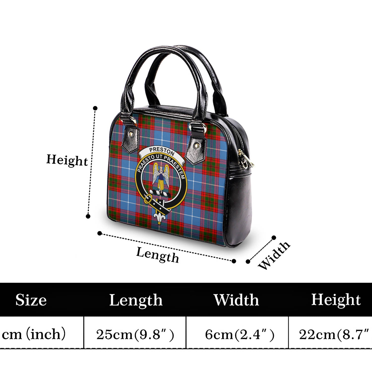 Preston Tartan Shoulder Handbags with Family Crest - Tartan Vibes Clothing