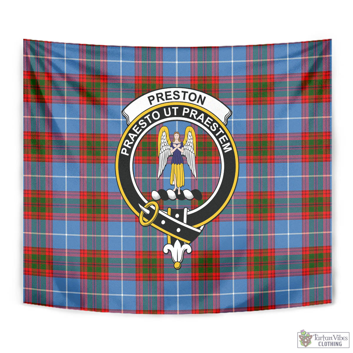 Preston Tartan Tapestry Wall Hanging and Home Decor for Room with Family Crest - Tartan Vibes Clothing