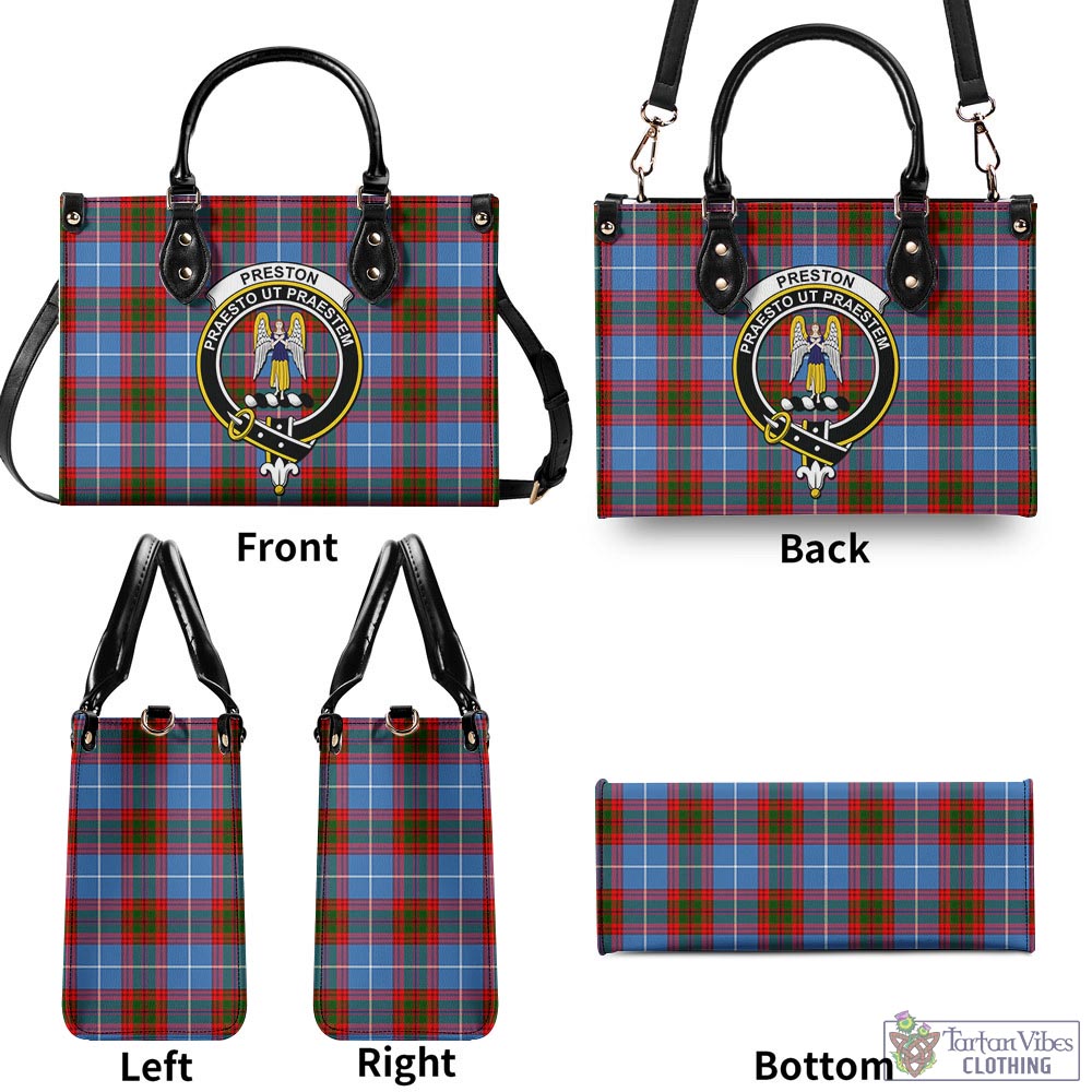 Preston Tartan Luxury Leather Handbags with Family Crest - Tartan Vibes Clothing