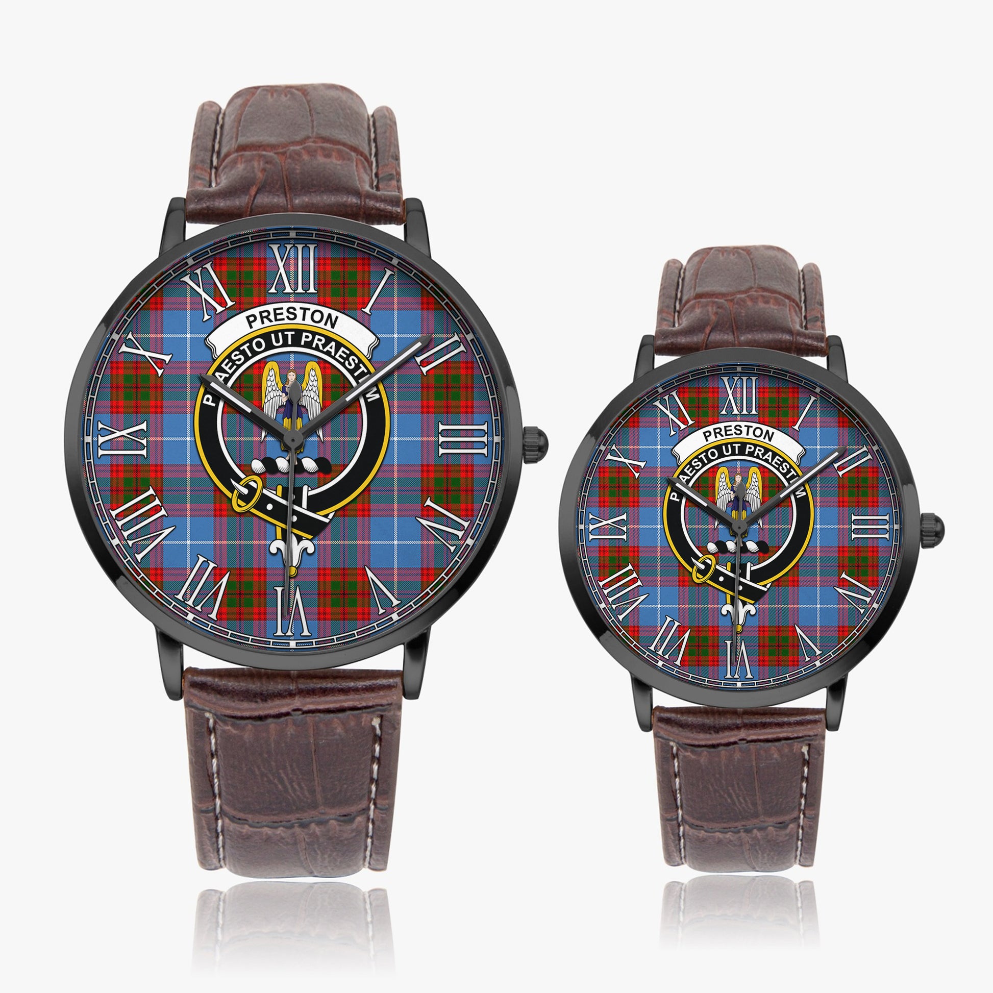 Preston Tartan Family Crest Leather Strap Quartz Watch - Tartanvibesclothing