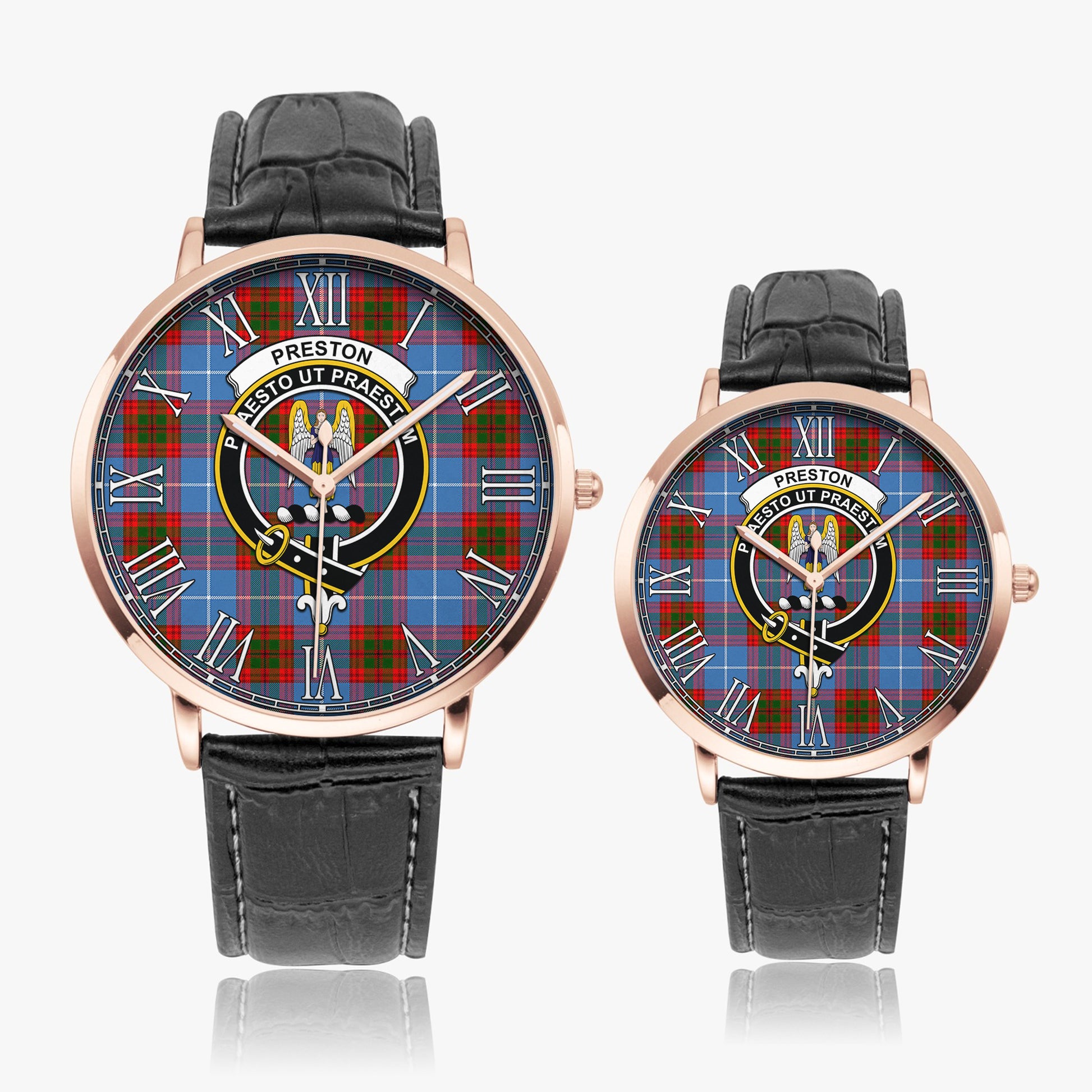 Preston Tartan Family Crest Leather Strap Quartz Watch - Tartan Vibes Clothing