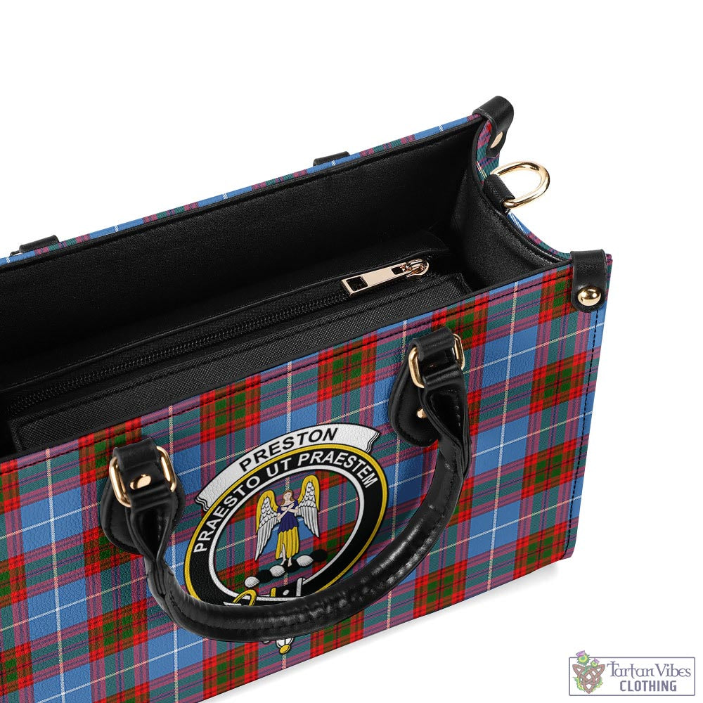 Preston Tartan Luxury Leather Handbags with Family Crest - Tartan Vibes Clothing