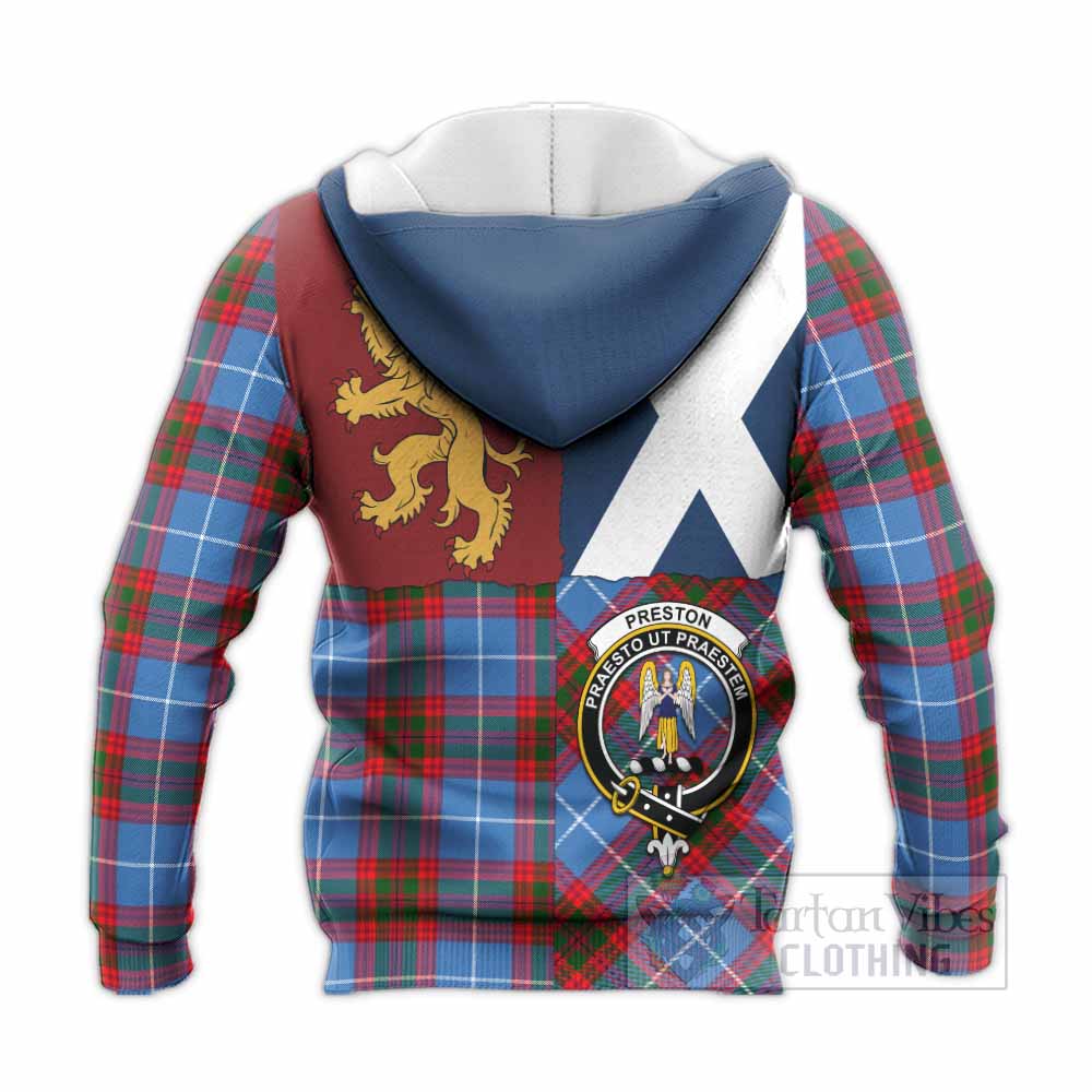 Preston Crest Tartan Knitted Hoodie with Lion Rampant Saltire Style