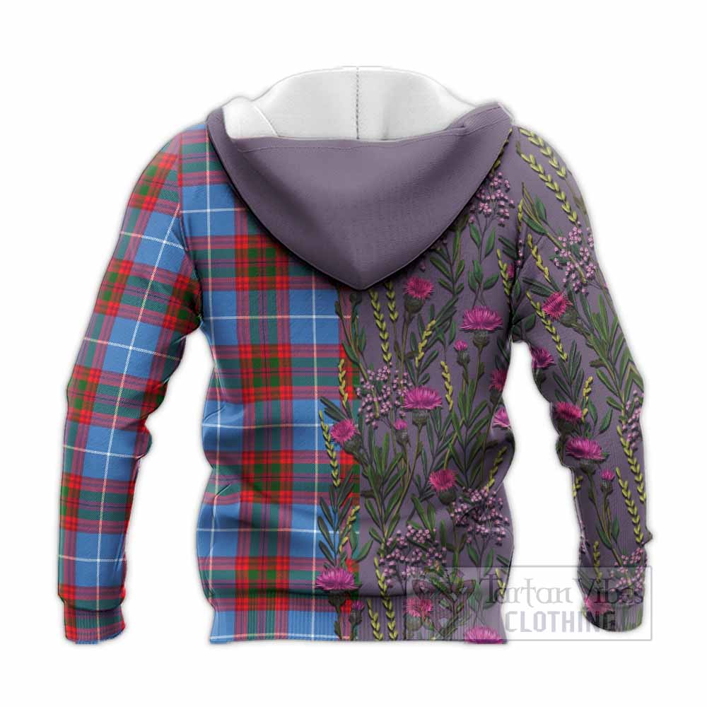 Preston Family Crest Tartan Knitted Hoodie Scottish Thistle Flower Pattern Half Style - Tartan Vibes Clothing