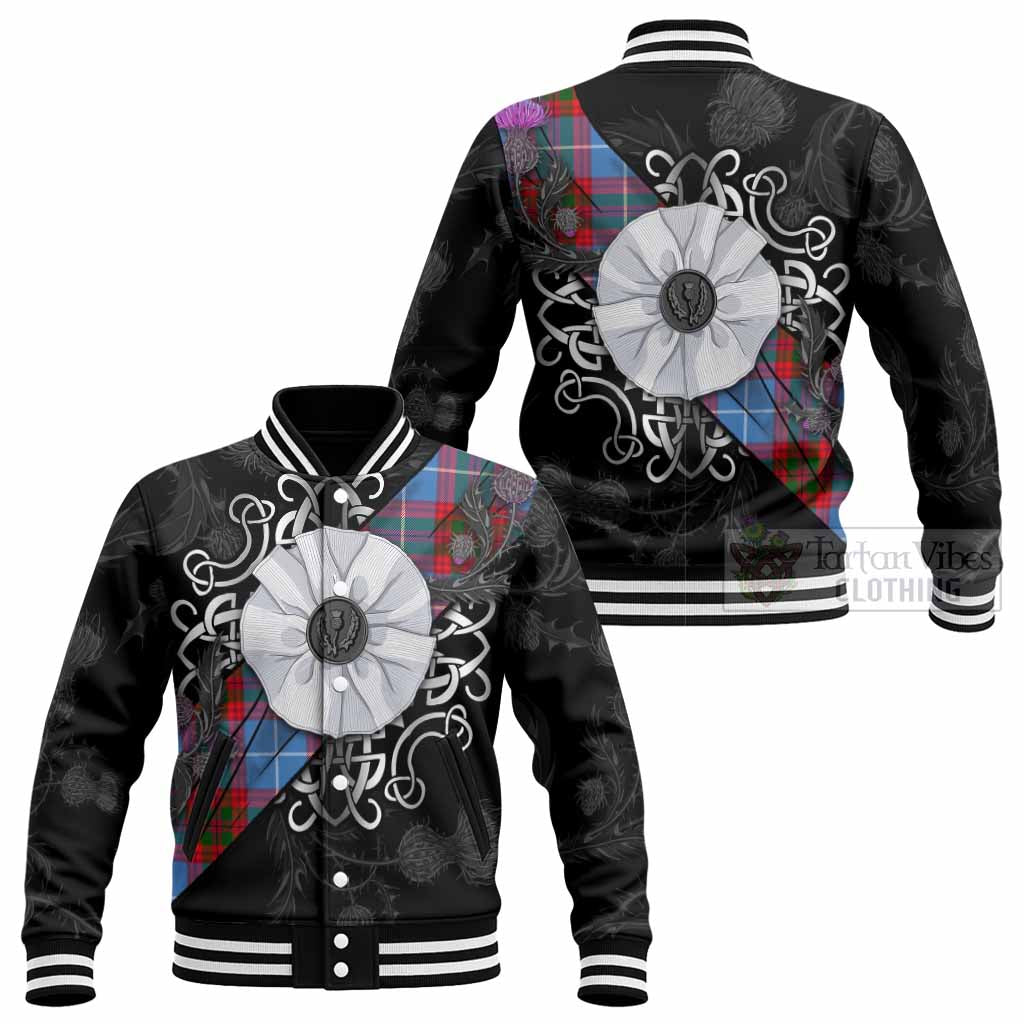 Preston Tartan Baseball Jacket Jacobite White Rose - Tartan Vibes Clothing