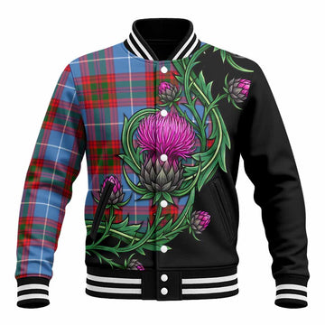 Preston Tartan Baseball Jacket Resilient Scottish Thistle Unisex - Tartan Vibes Clothing