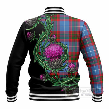 Preston Tartan Baseball Jacket Resilient Scottish Thistle - Tartan Vibes Clothing
