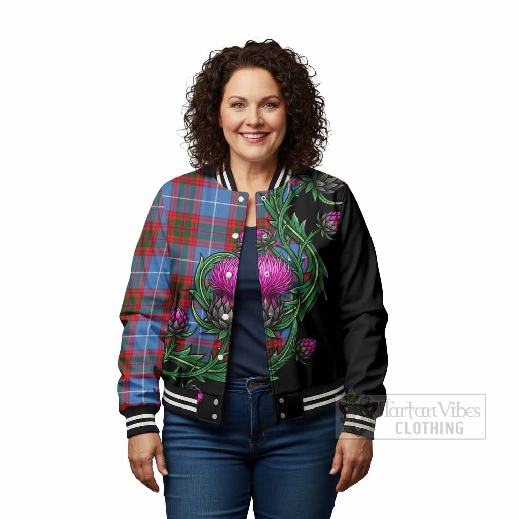 Preston Tartan Baseball Jacket Resilient Scottish Thistle - Tartan Vibes Clothing