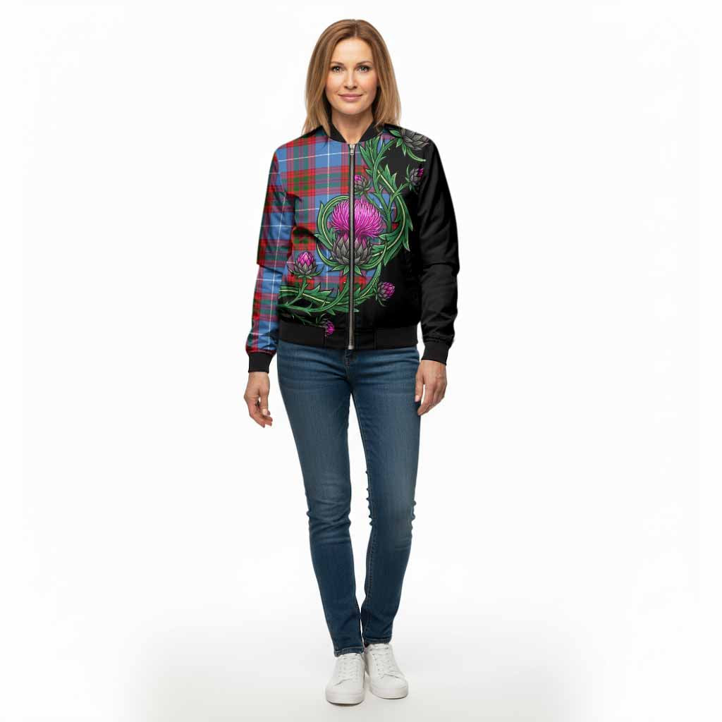 Preston Tartan Bomber Jacket Resilient Scottish Thistle - Tartan Vibes Clothing