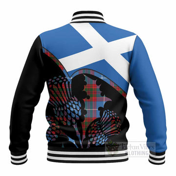 Preston Tartan Family Crest Baseball Jacket Scotland Thistle Floral Flag Style