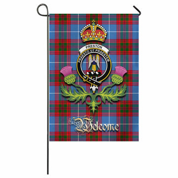 Preston Tartan Family Crest Garden Flag Royal Thistle Welcome Style