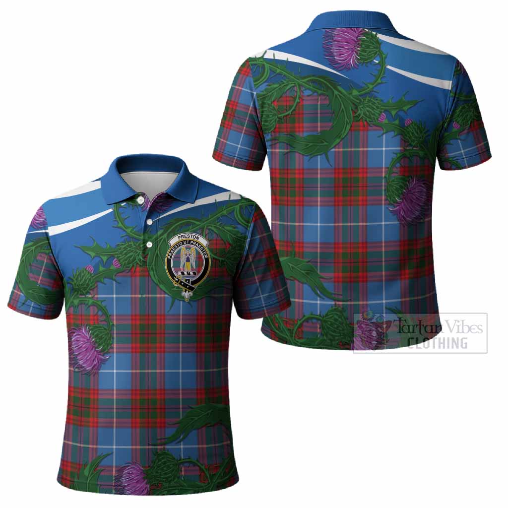 Preston Tartan Family Crest Polo Shirt Thistle in Minimalism