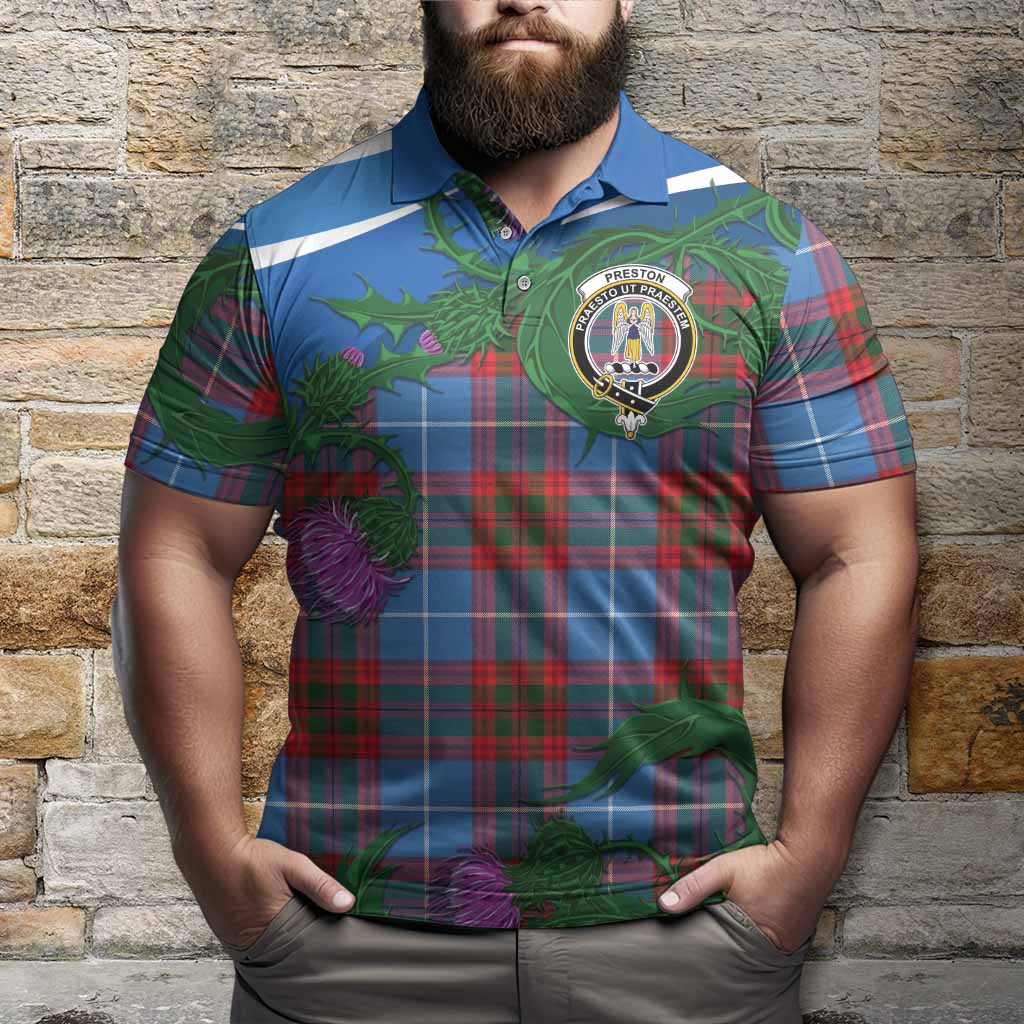 Preston Tartan Family Crest Polo Shirt Thistle in Minimalism