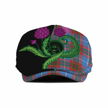 Preston Tartan Flat Cap, Jeff Cap Traditional Scottish Thistle