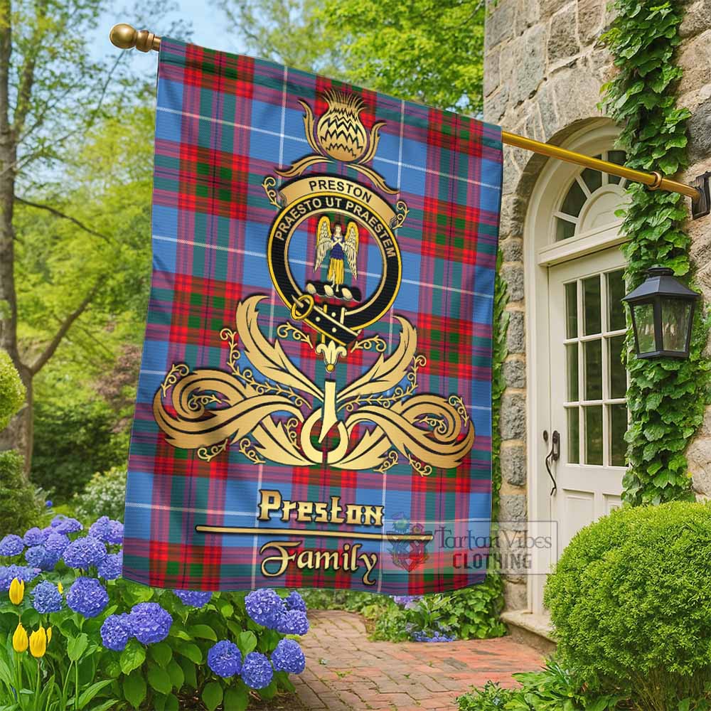 Preston Tartan Garden Flag with Highland Thistle Cherish Family Crest Style - Tartan Vibes Clothing