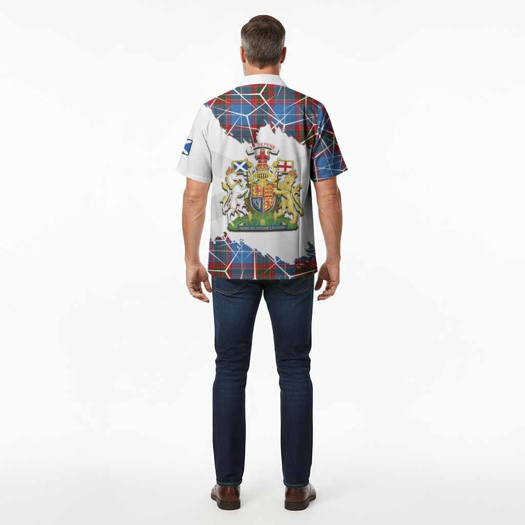 Preston Tartan Hawaiian Shirt with Family Crest and Lion Rampant Grunge Style