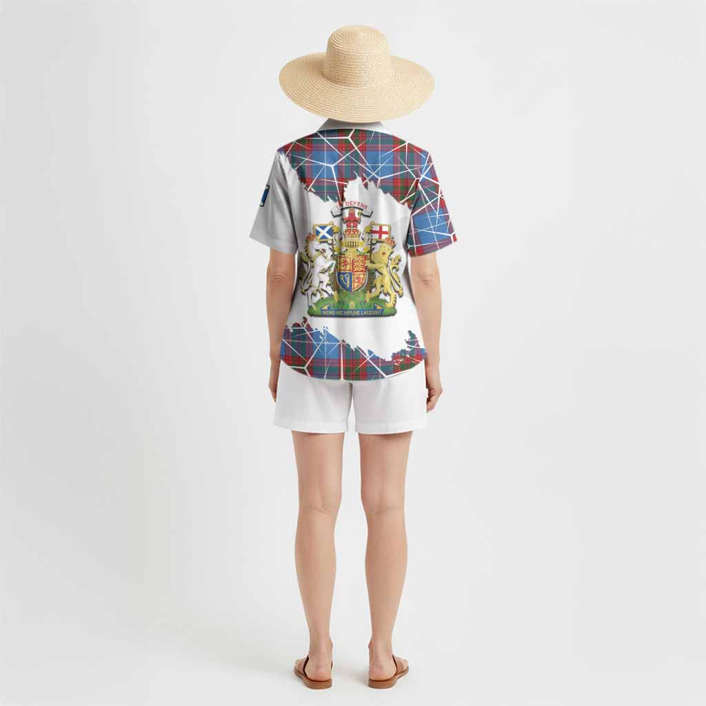 Preston Tartan Hawaiian Shirt with Family Crest and Lion Rampant Grunge Style