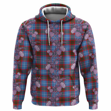 Preston Tartan Hoodie Seamless Scottish Thistle Flowers