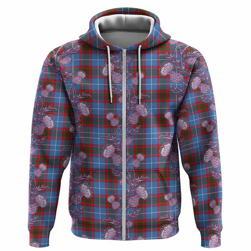 Preston Tartan Hoodie Seamless Scottish Thistle Flowers