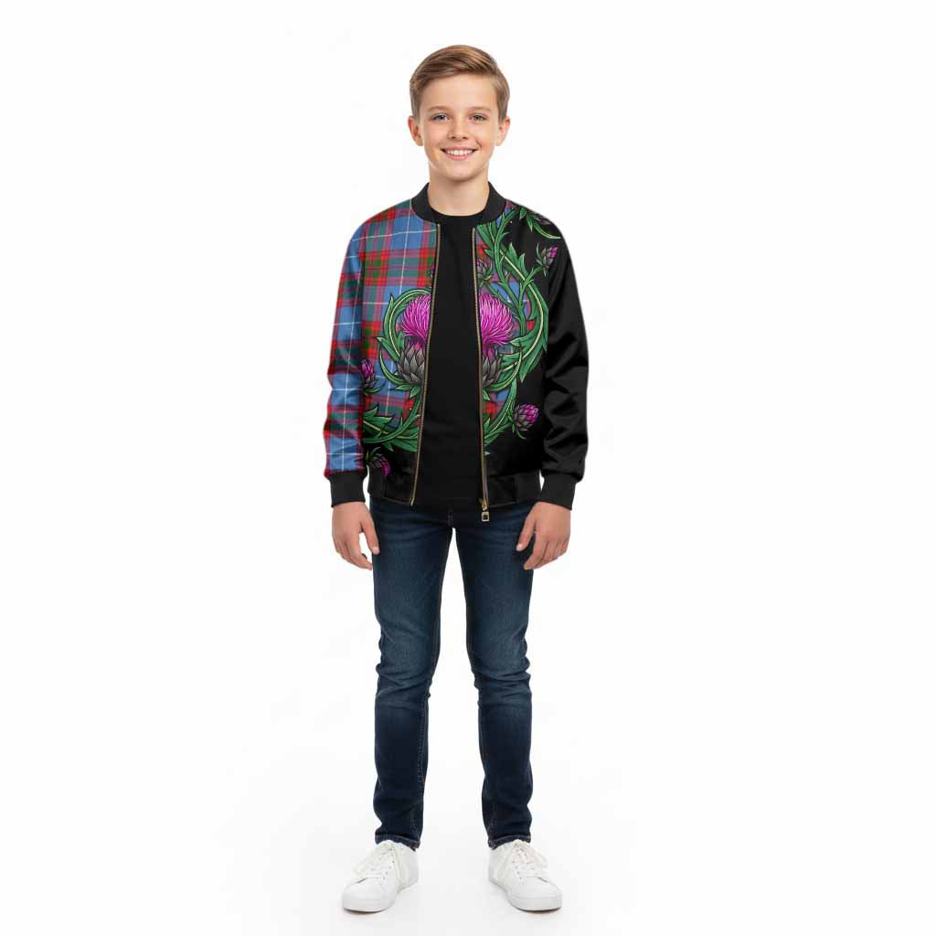 Preston Tartan Kid Bomber Jacket Resilient Scottish Thistle - Tartan Vibes Clothing