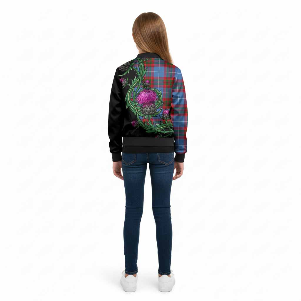 Preston Tartan Kid Bomber Jacket Resilient Scottish Thistle - Tartan Vibes Clothing