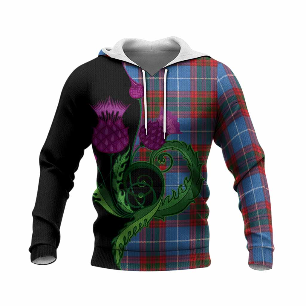 Preston Tartan Knitted Hoodie Traditional Scottish Thistle