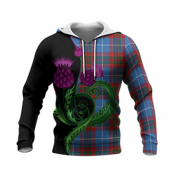 Preston Tartan Knitted Hoodie Traditional Scottish Thistle