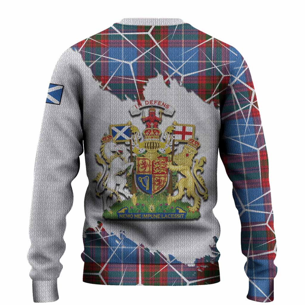 Preston Tartan Knitted Sweater with Family Crest and Lion Rampant Grunge Style