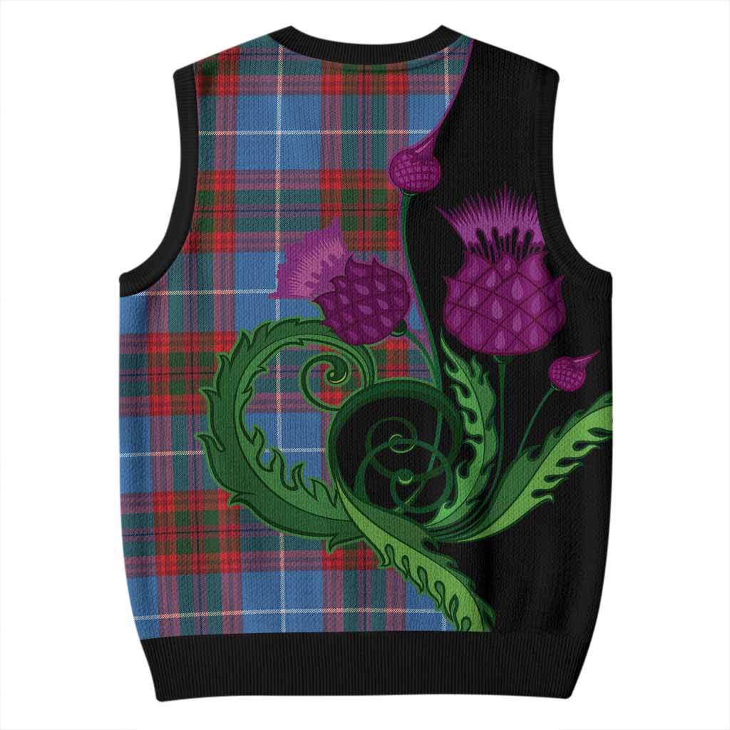 Preston Tartan Knitted V-Neck Vest Traditional Scottish Thistle