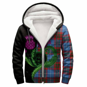 Preston Tartan Sherpa Hoodie Traditional Scottish Thistle