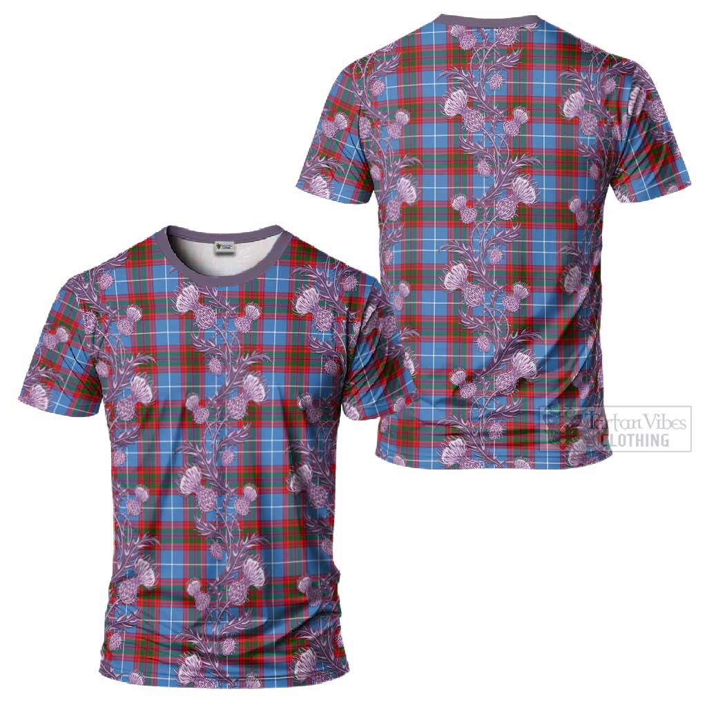 Preston Tartan T-Shirt Seamless Scottish Thistle Flowers