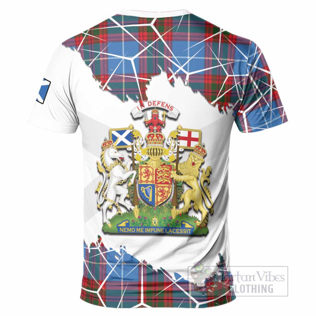 Preston Tartan T-Shirt with Family Crest and Lion Rampant Grunge Style