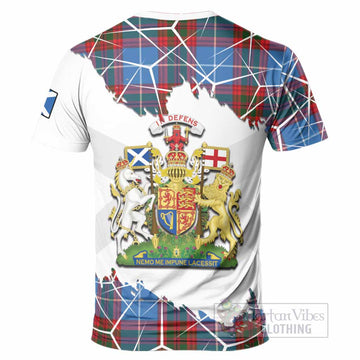 Preston Tartan T-Shirt with Family Crest and Lion Rampant Grunge Style
