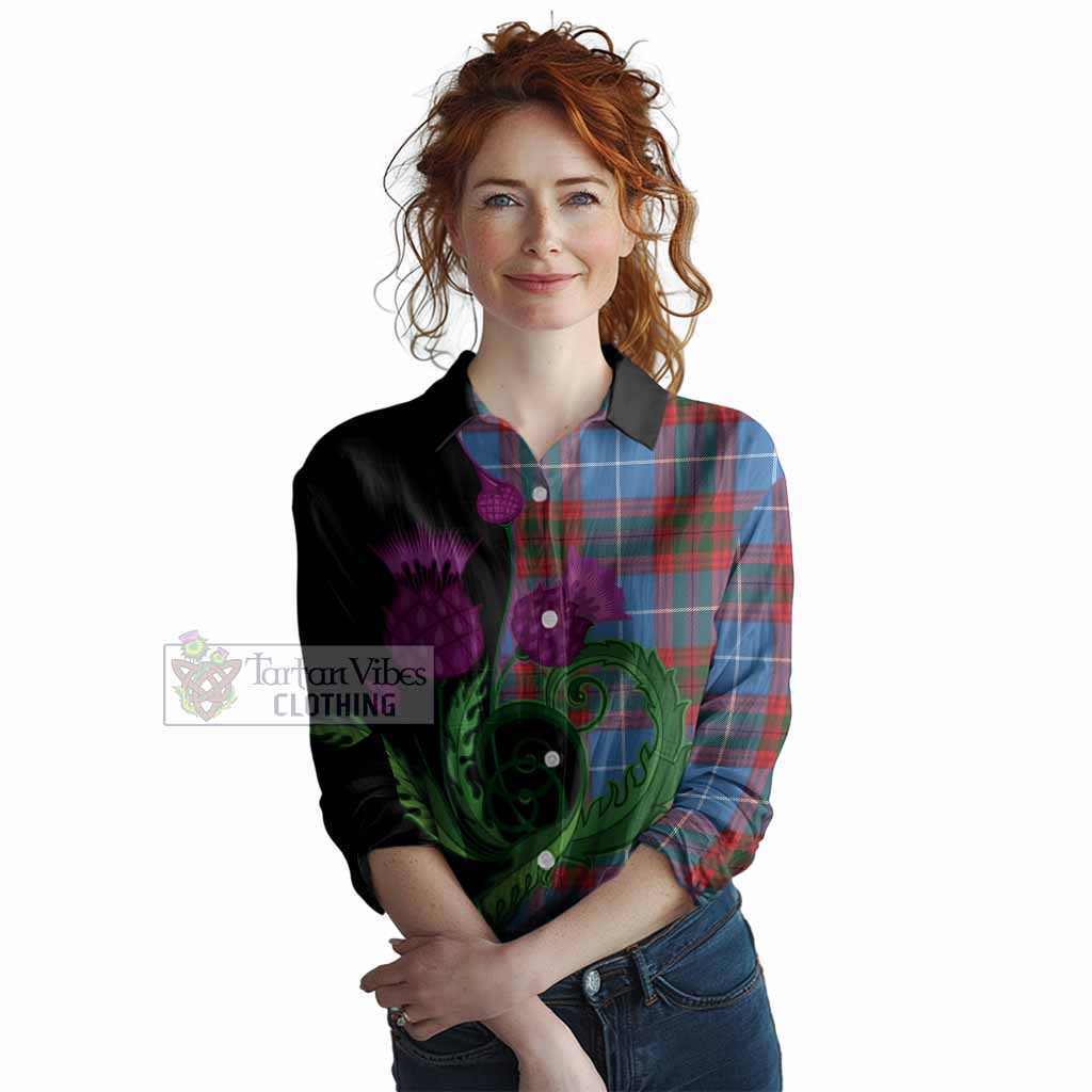Preston Tartan Women Casual Shirt Traditional Scottish Thistle