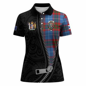 Preston Tartan Women Polo Shirt New Zealand Pattern Unique Zipper Stylized