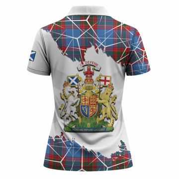 Preston Tartan Women Polo Shirt with Family Crest and Lion Rampant Grunge Style