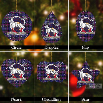 Pride of Scotland Tartan Christmas Aluminium Ornament with Scottish Gnome Playing Bagpipes Aluminium - Tartan Vibes Clothing