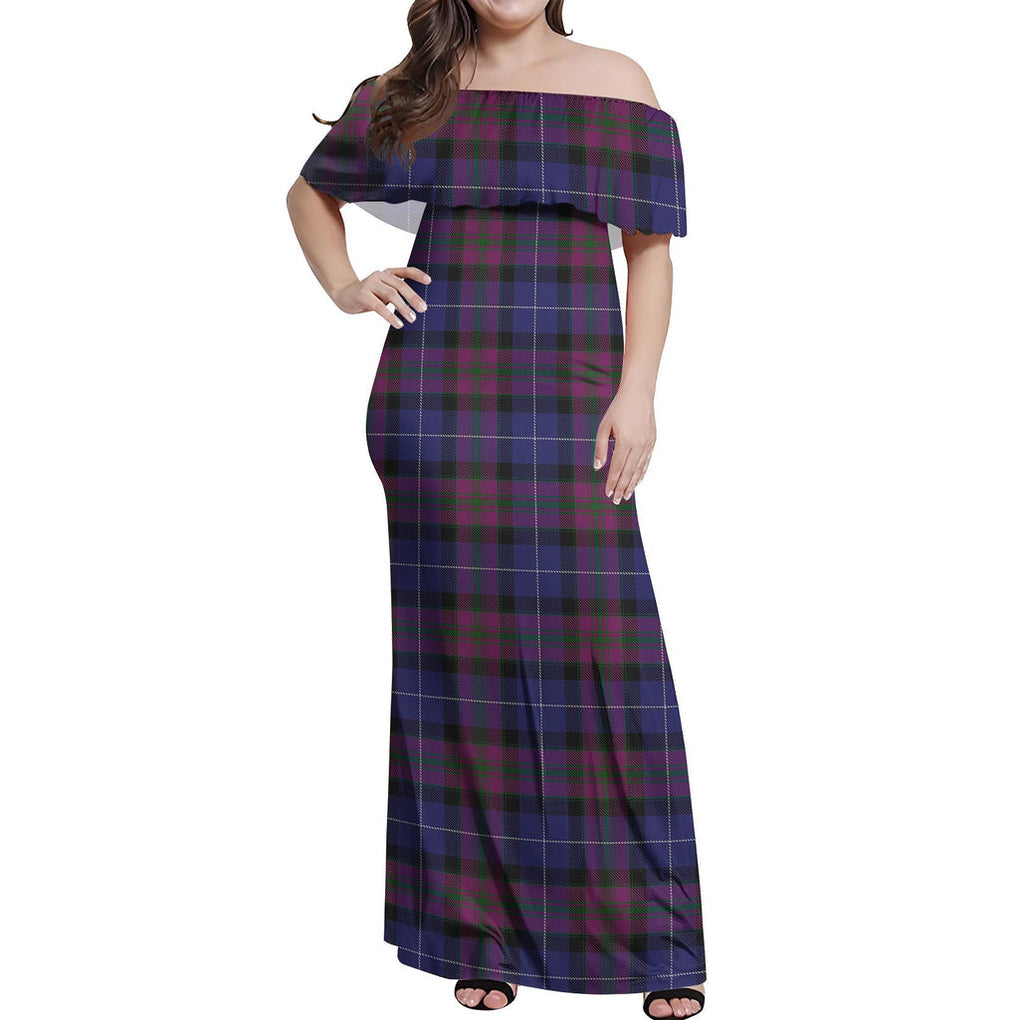 Pride of Scotland Tartan Off Shoulder Long Dress Women's Dress - Tartanvibesclothing